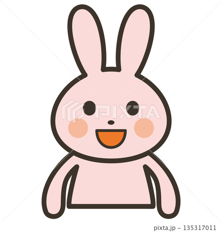 笑顔がかわいいうさぎキャラの上半身イラスト 135317011
