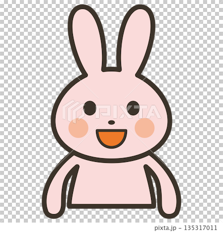 可愛的微笑兔子角色上半身插圖 135317011