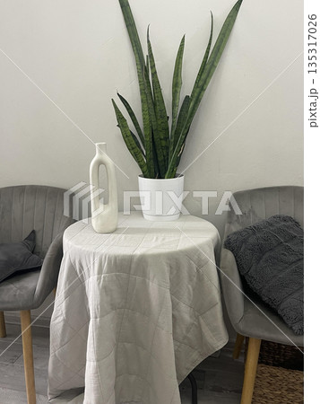 vase near the plant on the table in room vase near the plant on the table in room 135317026