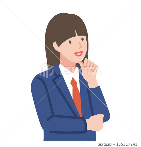 腕組みをする制服を着た女子学生 135317243