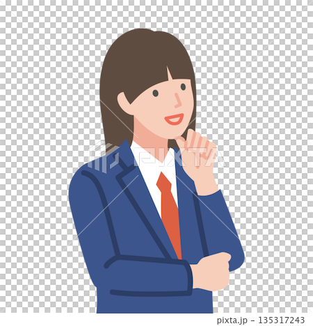 腕組みをする制服を着た女子学生 135317243