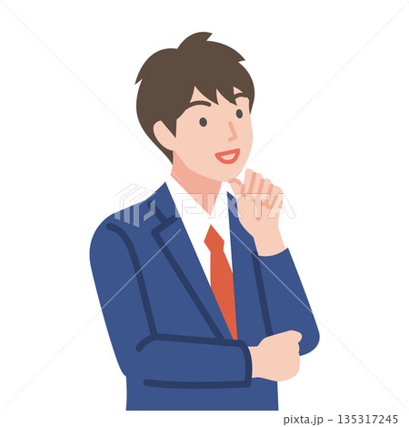 腕組みをする制服を着た男子学生 135317245