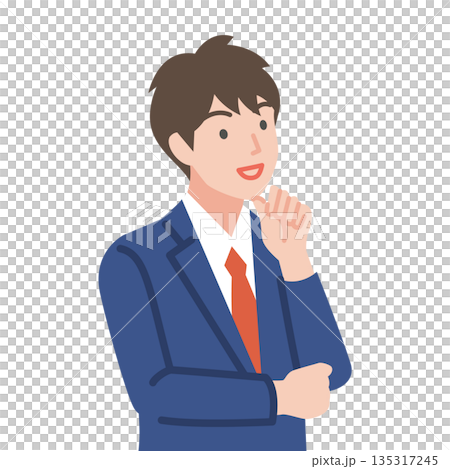 腕組みをする制服を着た男子学生 135317245
