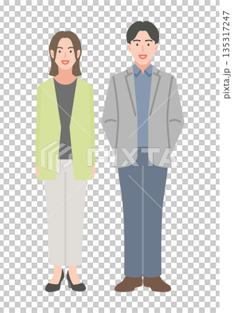 年輕夫婦的插圖素材 135317247