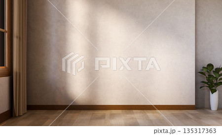 A wooden armchair with pillow and blanket with side table at room corner near loft wall and window A wooden armchair with pillow and blanket with side table at room corner near loft wall and window 135317363