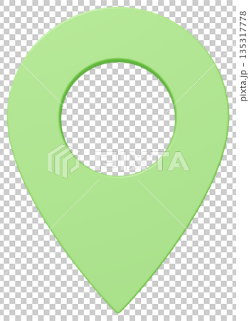 3D画像_マップピン_黄緑 135317778
