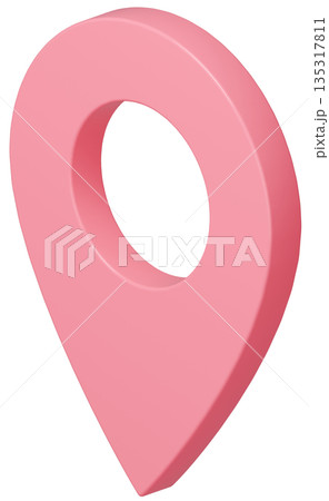 3D画像_マップピン_ピンク 135317811