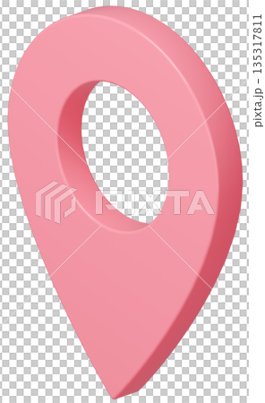 3D画像_マップピン_ピンク 135317811
