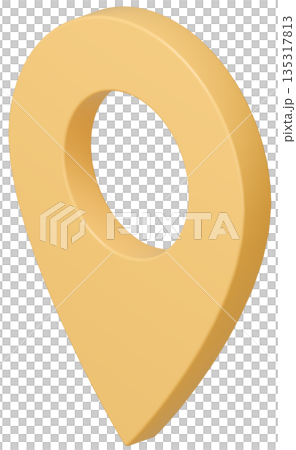 3D画像_マップピン_黄色 135317813