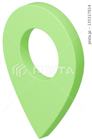 3D画像_マップピン_黄緑 3D画像_マップピン_黄緑 135317814