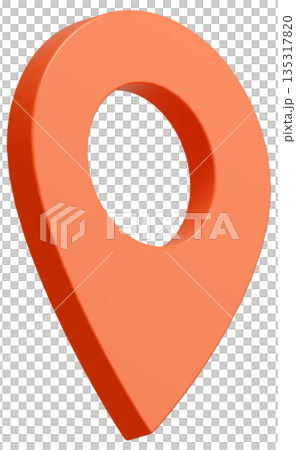 3D画像_マップピン_オレンジ 135317820