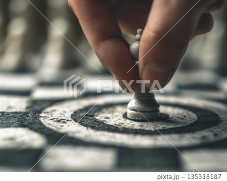 勝利への判断力を示すチェスの駒 135318187