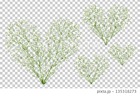 用滿天星剪紙做成的可愛心形圖案 135318273