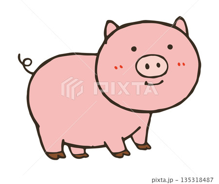 かわいいピンク色の豚のイラスト。 かわいいピンク色の豚のイラスト。 135318487
