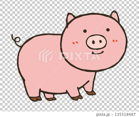 かわいいピンク色の豚のイラスト。 かわいいピンク色の豚のイラスト。 135318487