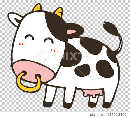 かわいい牛のイラスト。 135318502