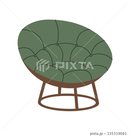 Tufted round lounge chair. Flat vector modern armchair illustration for interior design 135319081
