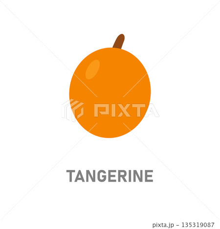 Tangerine citrus fruit. Juicy orange fruit icon isolated on white background for food design 135319087