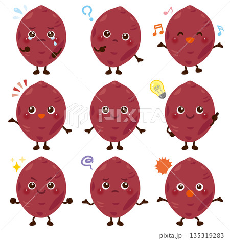 サツマイモのキャラクター　表情セット 135319283