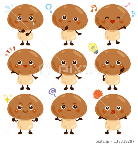 きのこのキャラクター　表情セット 135319287