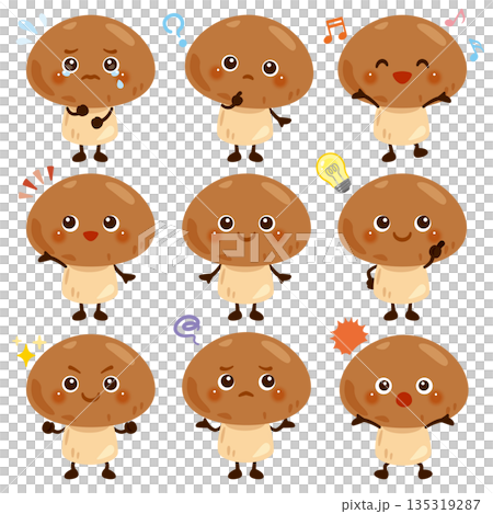 きのこのキャラクター　表情セット 135319287
