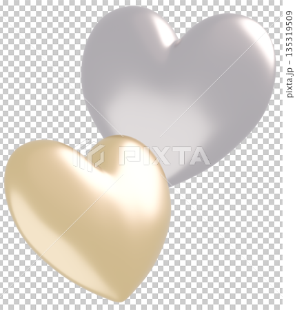 3D image_heart_gold_silver 135319509