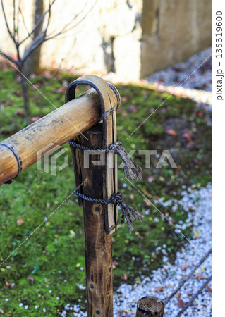 Close up detail of Japanese tradition style bamboo fence panel. 135319600
