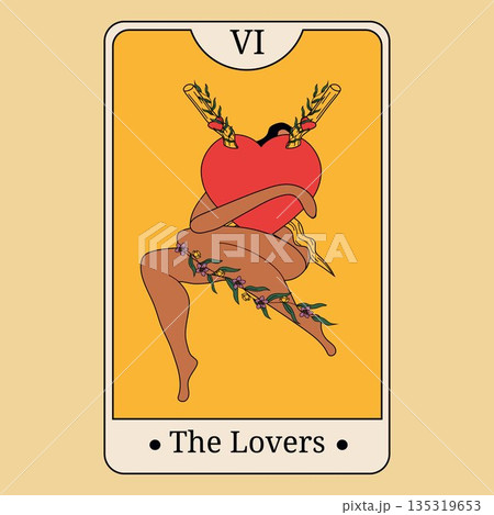 The Lovers Tarot Card  Heart and Flower Symbolism 135319653