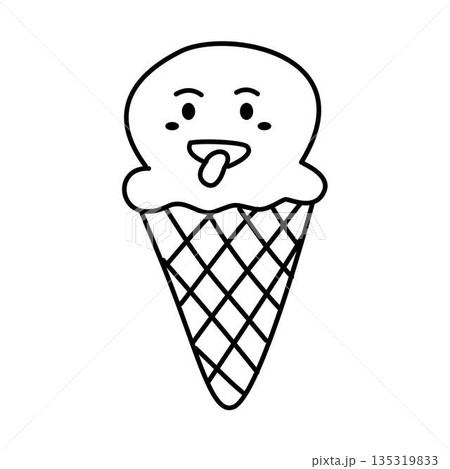 Ice cream emoji, outline icon 135319833