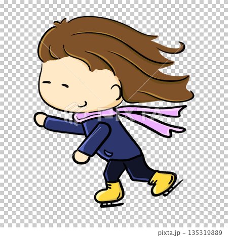 Cute girl ice skating and smiling simple cartoon illustration Cute girl ice skating and smiling simple cartoon illustration 135319889