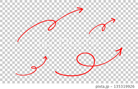 Stylish hand-drawn arrow material set: Curled arrows 135319926