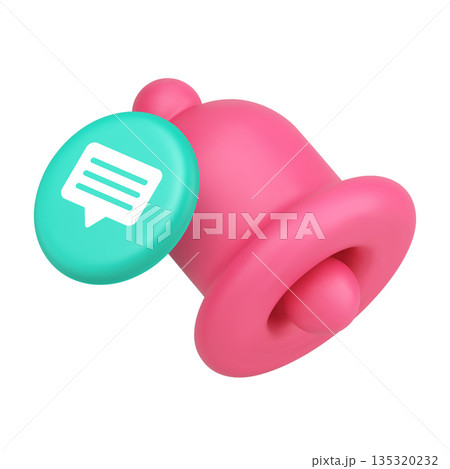 3d Realistic Icon Notification Bell And Message Bubble For Web And Application Interface 135320232