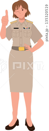 thai government officer woman in official uniform giving thumbs up thai government officer woman in official uniform giving thumbs up 135320519