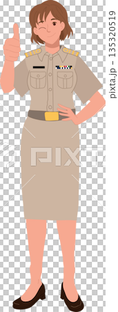 thai government officer woman in official uniform giving thumbs up thai government officer woman in official uniform giving thumbs up 135320519