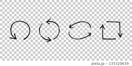 Stylish hand-drawn arrow material set: Cycle arrows 135320639