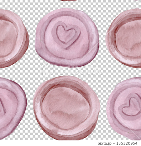 Wax seal subtle heart seamless watercolor pattern isolated on white. Hand-painted clipart perfect for wedding stationery, branding, invitations, romantic design projects. Blush tones organic texture Wax seal subtle heart seamless watercolor pattern isolated on white. Hand-painted clipart perfect for wedding stationery, branding, invitations, romantic design projects. Blush tones organic texture 135320954