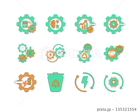 Vector Eco Energy and Sustainability Icon Set for Green Business,You Can Easily Change Color. Vector Eco Energy and Sustainability Icon Set for Green Business,You Can Easily Change Color. 135321554