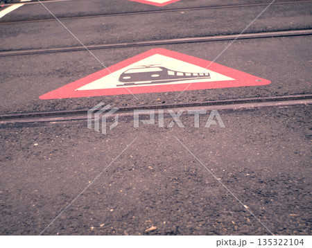 red traffic sign on the street 135322104