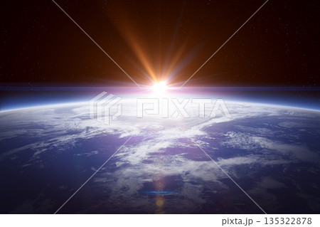 Sunrise over planet Earth. Earth in space. Sunrise over planet Earth. Earth in space. 135322878
