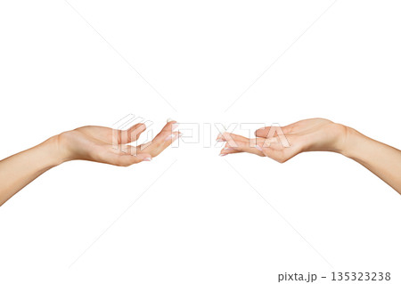A woman's hand is to use a moisturizer isolated on white background A woman's hand is to use a moisturizer isolated on white background 135323238