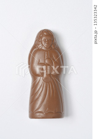 Chocolate Angel Figurine on White Background 135323342