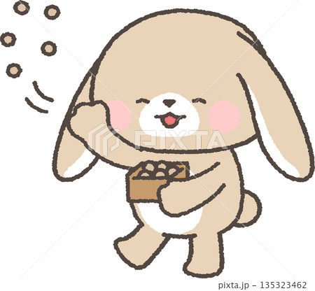 豆まきをするたれみみうさぎ 豆まきをするたれみみうさぎ 135323462