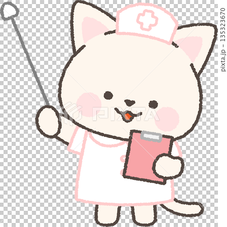 白貓護士拿著指示犬 白貓護士拿著指示犬 135323670