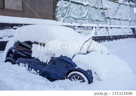 雪にすっぽり埋まった車 雪にすっぽり埋まった車 135323696
