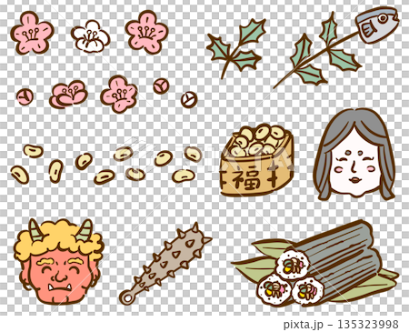 節分のイラストセット 135323998