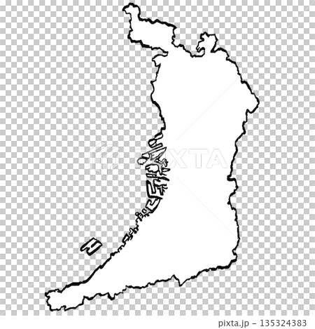 大阪府地図のイラスト （筆タッチ） シンプル 135324383