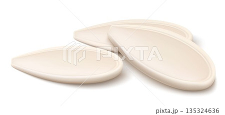Pumpkin seeds unpeeled with shadow, isolated on white background. Realistic 3d vector illustration. Used for advertising, packaging, collage, web design food, gardening Pumpkin seeds unpeeled with shadow, isolated on white background. Realistic 3d vector illustration. Used for advertising, packaging, collage, web design food, gardening 135324636