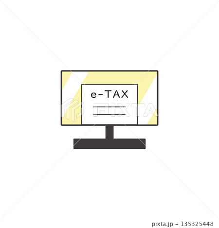 デスクトップパソコンでのイータックス申請のイラスト 135325448