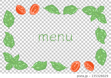 Hand-drawn color illustrations of basil (frames, wreaths, patterns, etc.) Hand-drawn color illustrations of basil (frames, wreaths, patterns, etc.) 135326029