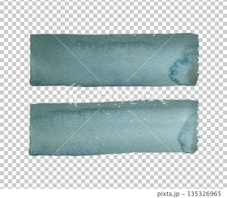 Two broad hand drawn watercolor strokes blue-green, aquamarine, deep green, sea green with granulation texture for card design, artistic banner, abstract background, or creative label. Two broad hand drawn watercolor strokes blue-green, aquamarine, deep green, sea green with granulation texture for card design, artistic banner, abstract background, or creative label. 135326965